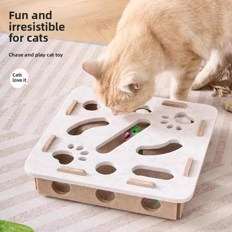Interactive Cat Puzzle Toy Felt Box With Ball For Indoor Exercise