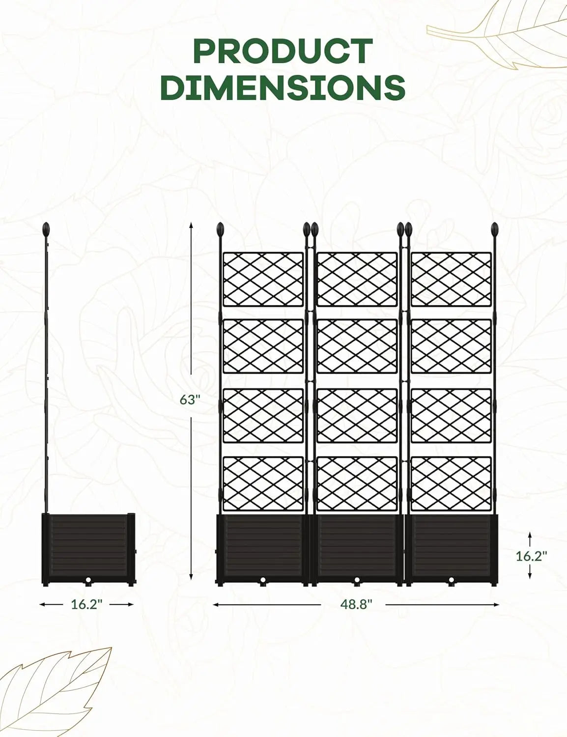 HiMISS Plastic Plant Box With Trellis Garden Bed For Climbing
