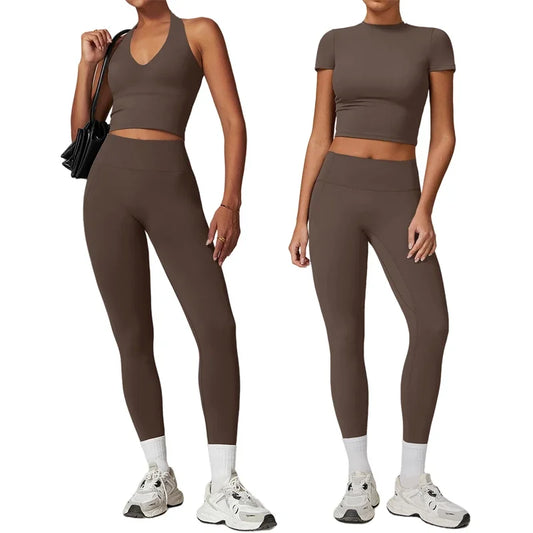 Women Seamless Yoga Set Crop Top High Waist Leggings