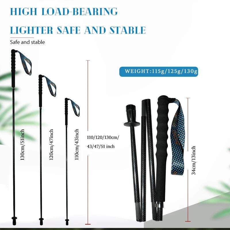 OKHEALINGCN Carbon Fiber Trekking Poles Folding Telescopic Walking Sticks