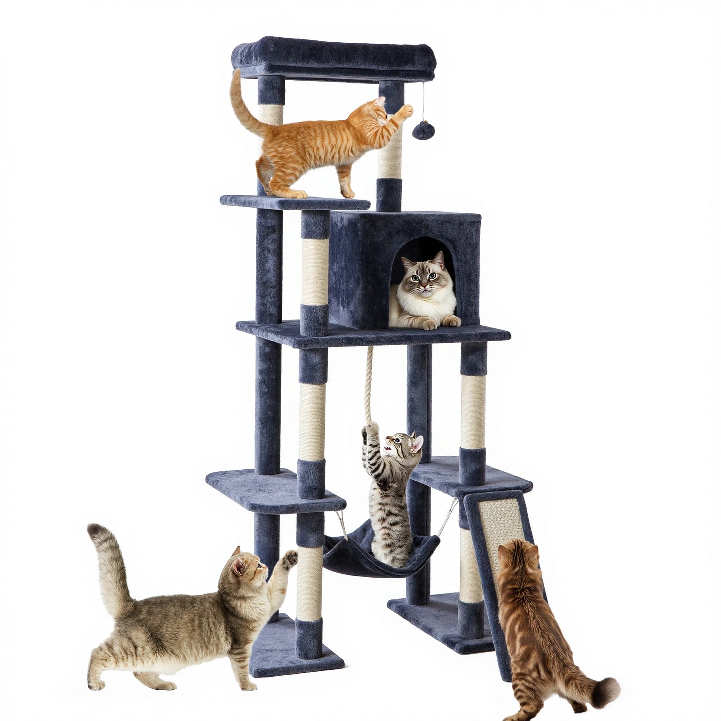JHK Cat Tree Tall Multi-Cat Climbing Tower for Indoor Cats