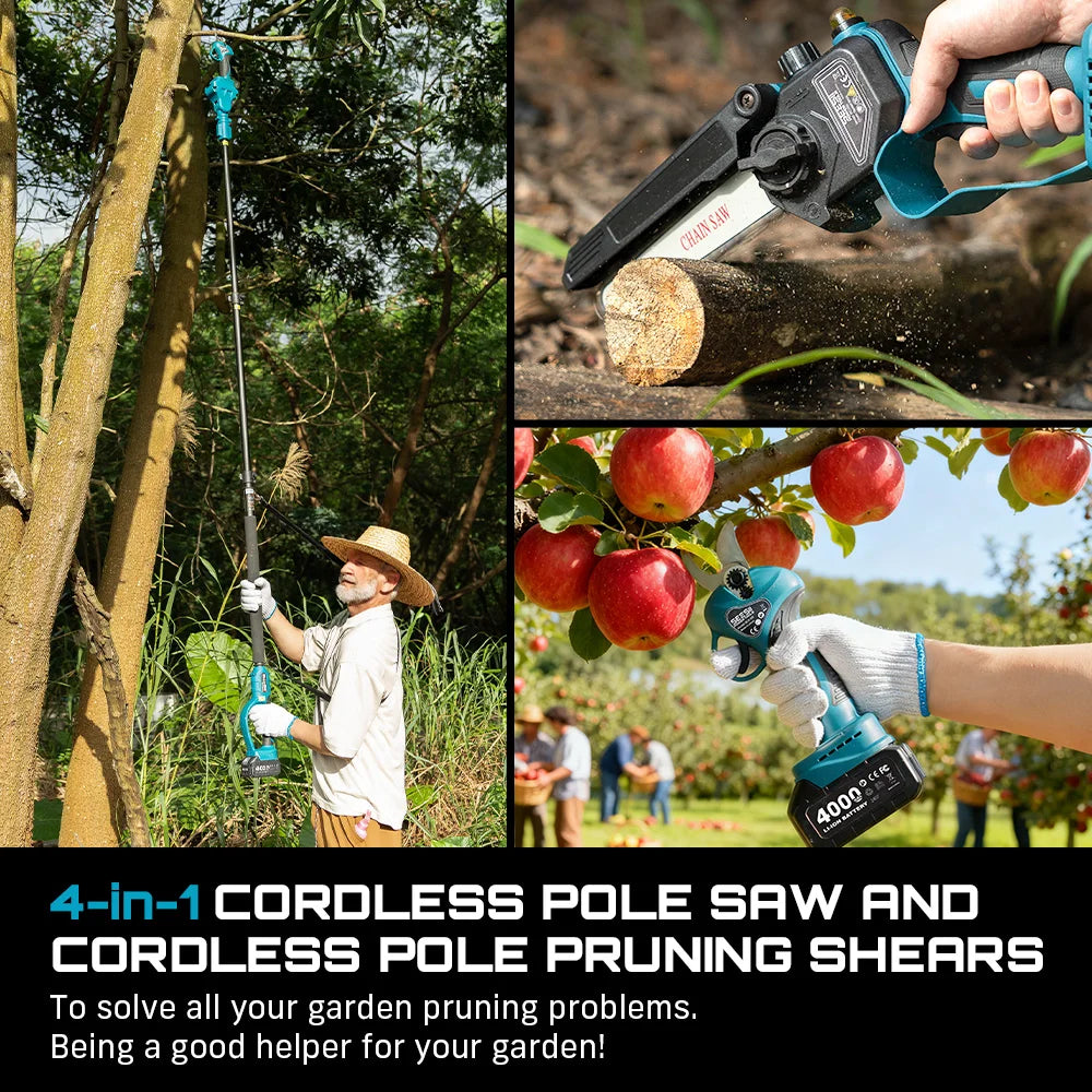 Seesii ThreeinOne Brushless Telescoping Pole Pruning Saw