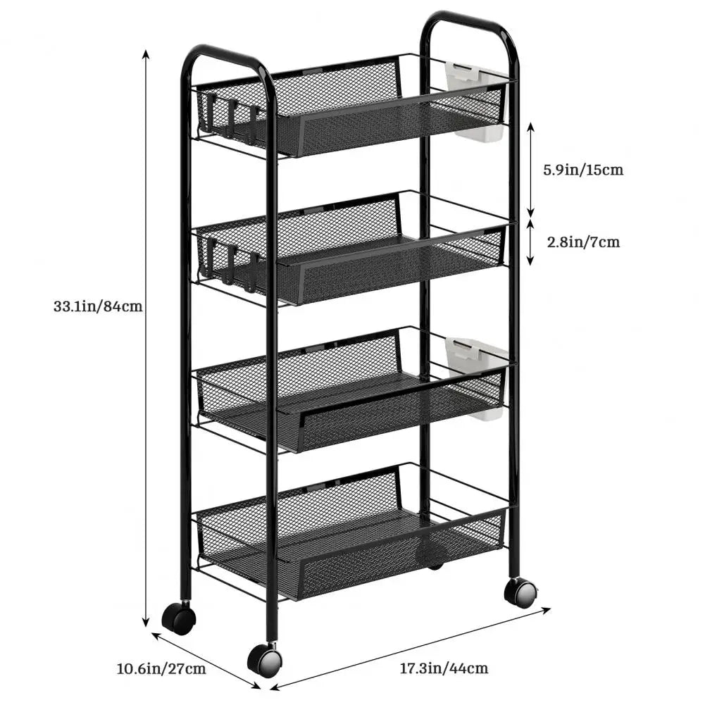 Five-Tier Stainless Steel Stackable Fruit And Vegetable Basket With Wheels