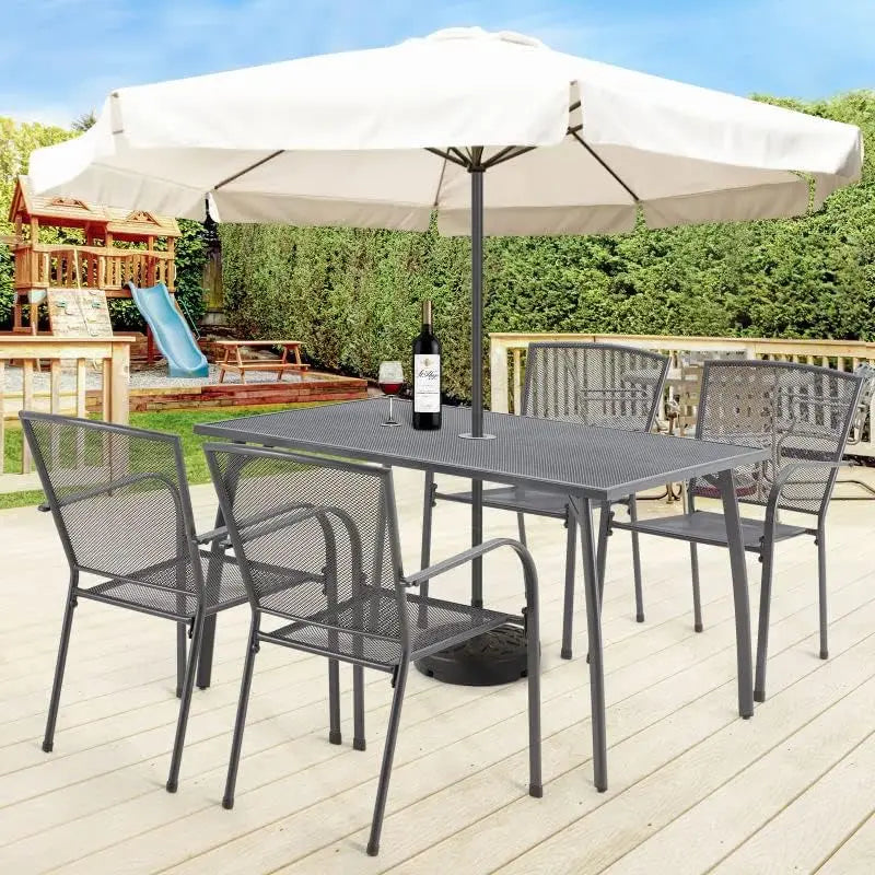 Outdoor 5 Piece Table And Chair Set With Umbrella Hole