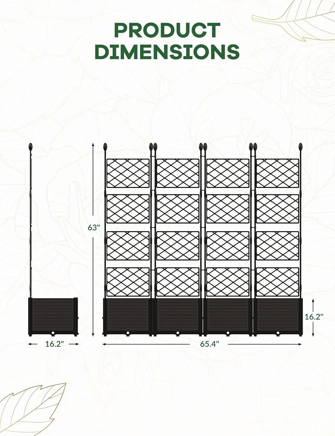 HiMISS Plastic Plant Box With Trellis Garden Bed For Climbing