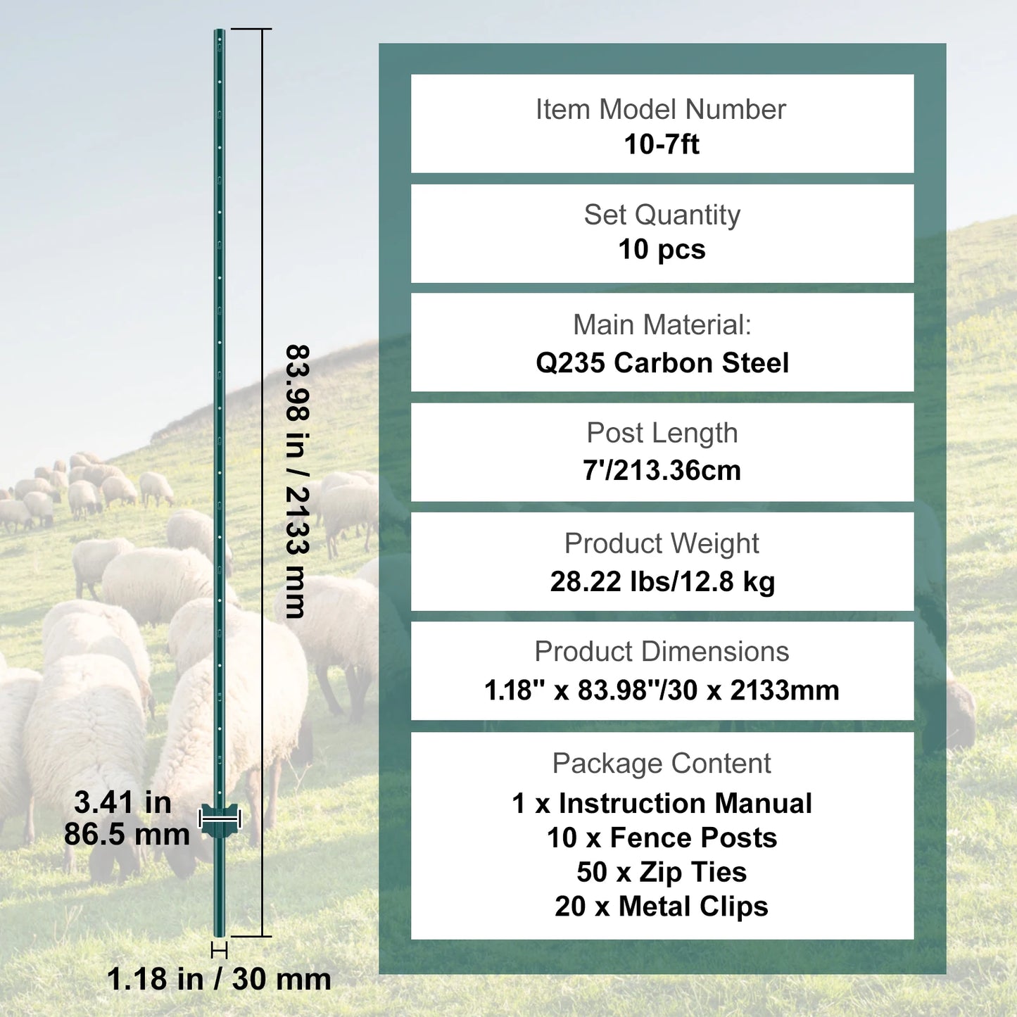 SucceBuy Heavy Duty Fence Post Stakes Carbon Steel For Outdoor Fencing