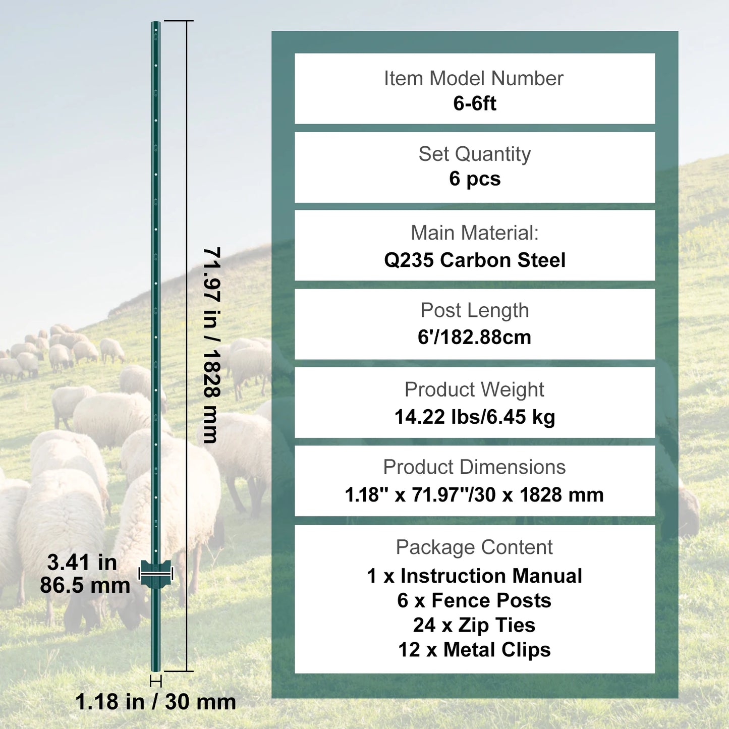 SucceBuy Heavy Duty Fence Post Stakes Carbon Steel For Outdoor Fencing