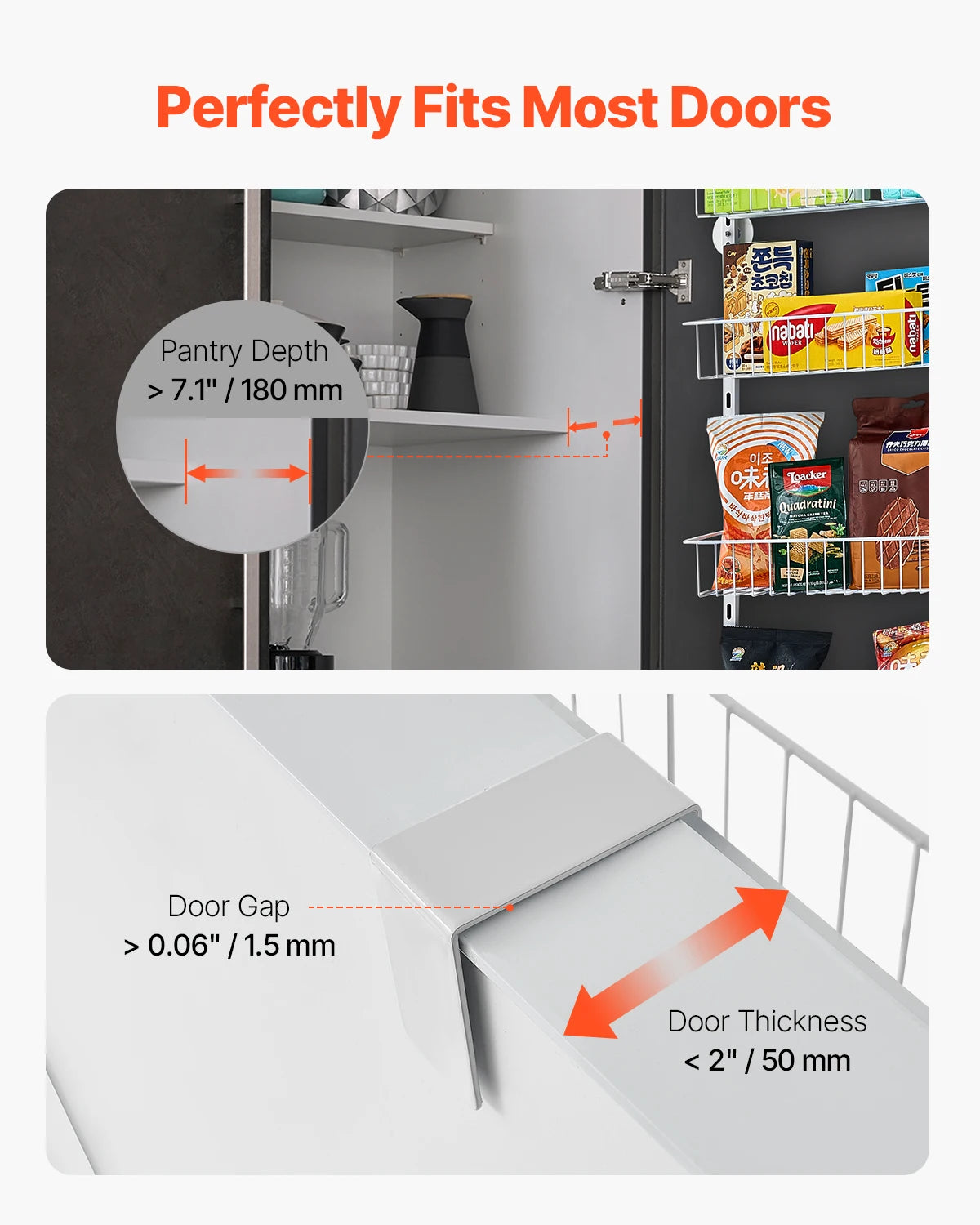 VEVOR Over Door Pantry Organizer Heavy-Duty Steel Shelving