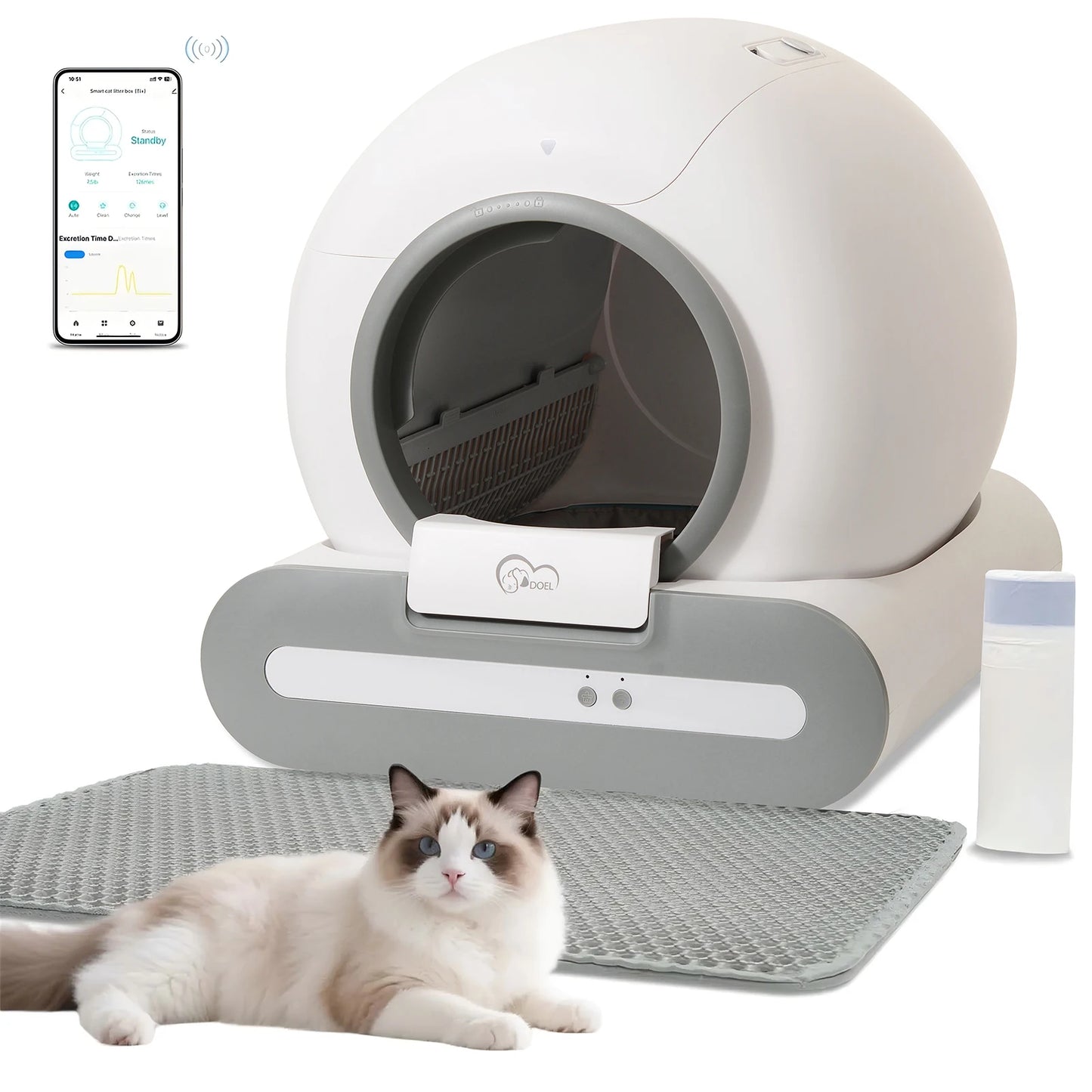 DOEL Self Cleaning Cat Litter Box 2.4G WiFi Control
