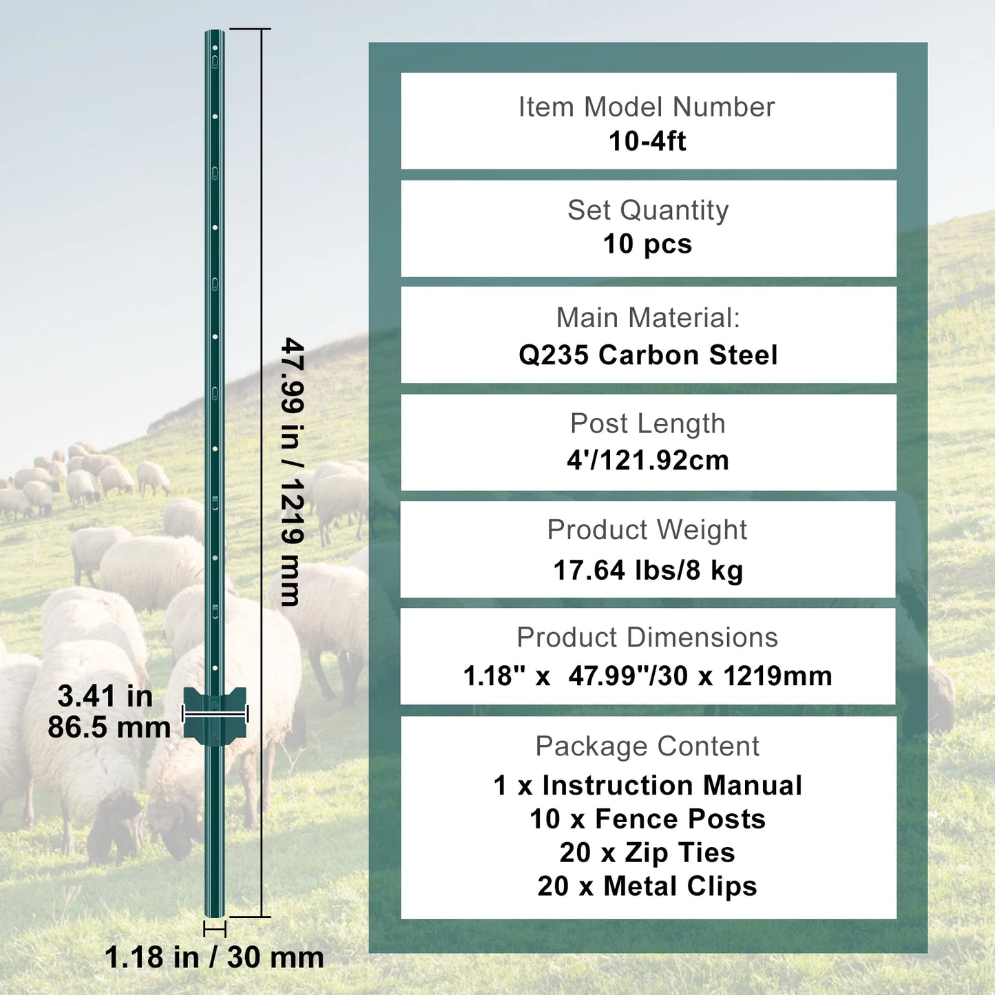 SucceBuy Heavy Duty Fence Post Stakes Carbon Steel For Outdoor Fencing