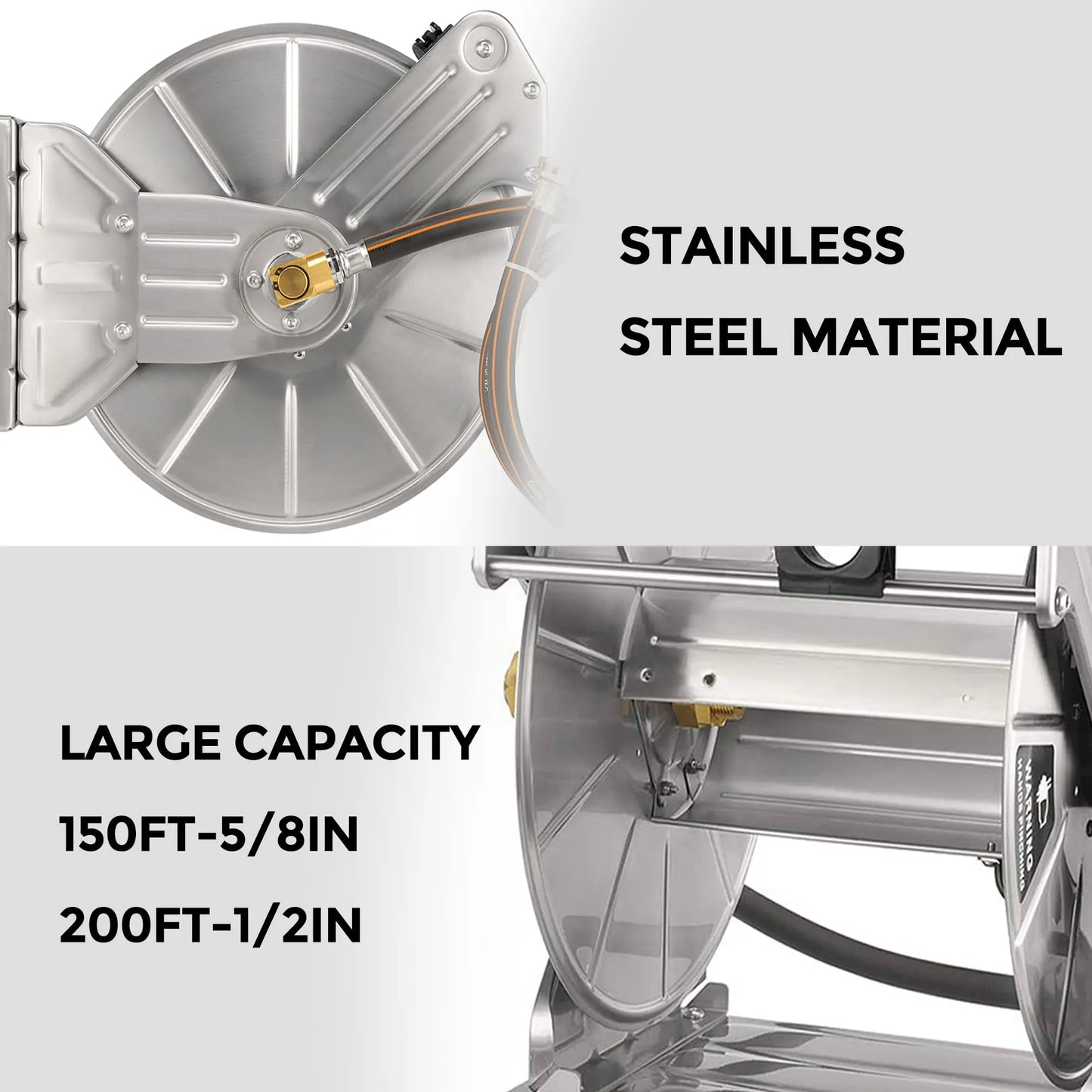 Giraffe Tools Stainless Steel Garden Hose Reel Wall Mounted