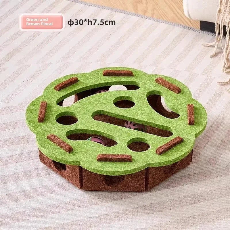 Interactive Cat Puzzle Toy Felt Box With Ball For Indoor Exercise