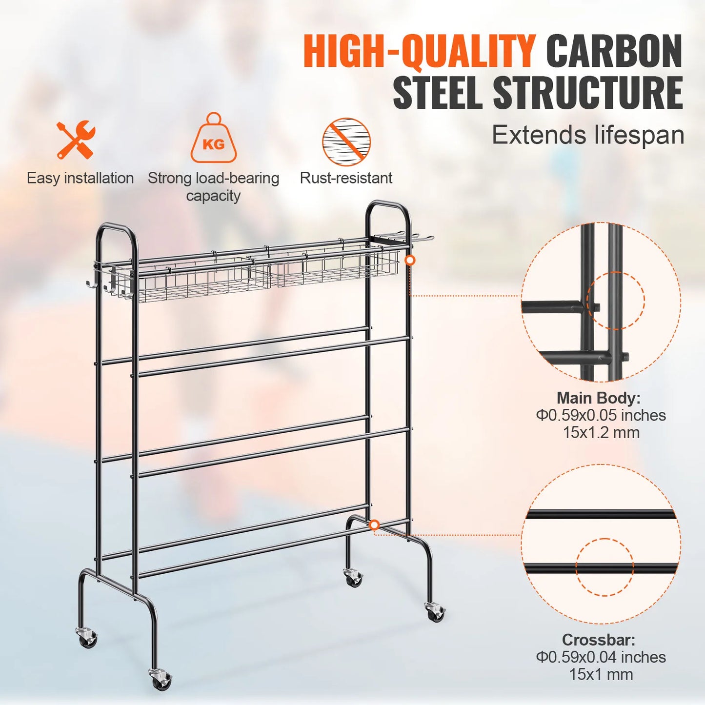 Four-Layer Rolling Basketball Rack and Shooting Training Stand