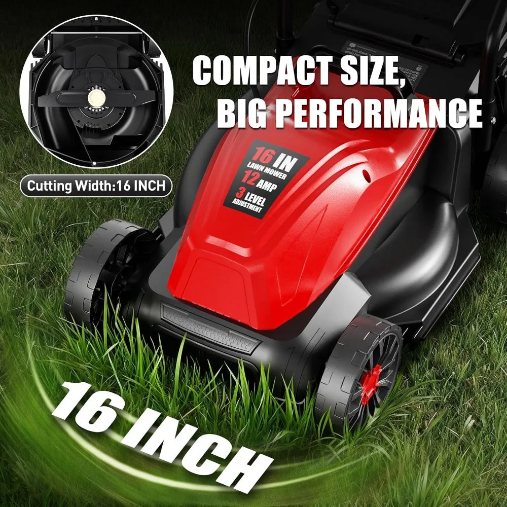 Electric Corded Push Lawn Mower With Instant Start Button