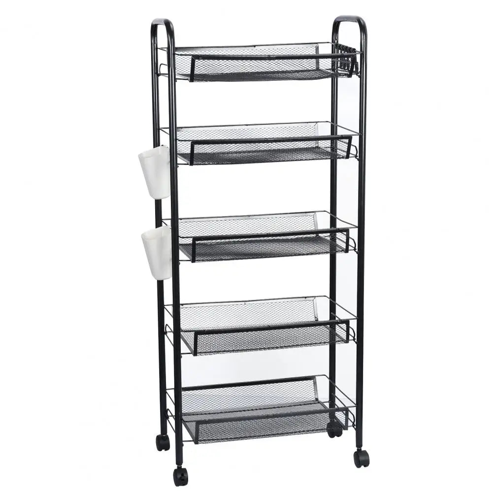 Five-Tier Stainless Steel Stackable Fruit And Vegetable Basket With Wheels