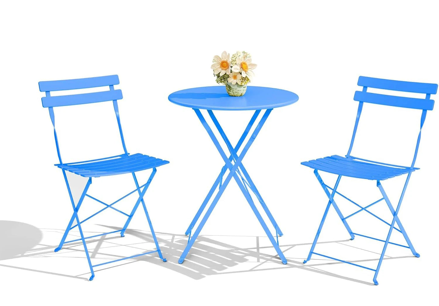 TWISTER.CK 3Pcs Patio Bistro Set With Space Saving Folding Table And Chairs