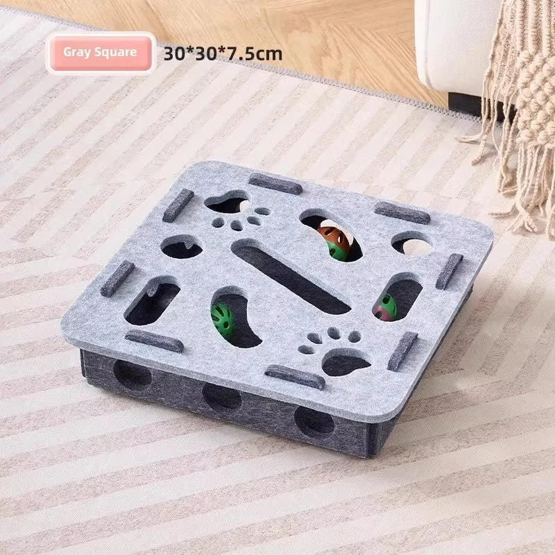 Interactive Cat Puzzle Toy Felt Box With Ball For Indoor Exercise