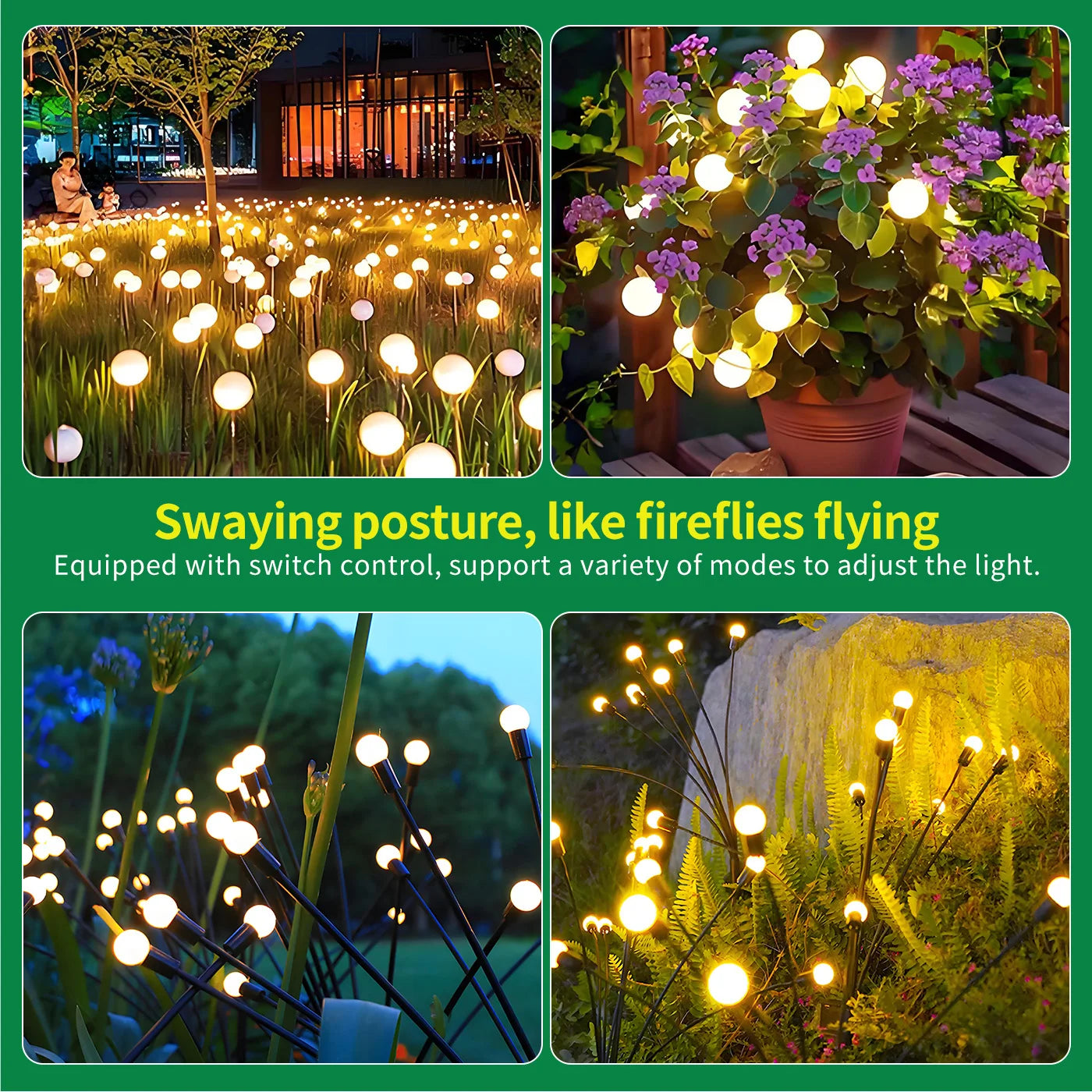 8-Head Solar Firefly Lights Outdoor Decorative Garden Pathway Waterproof
