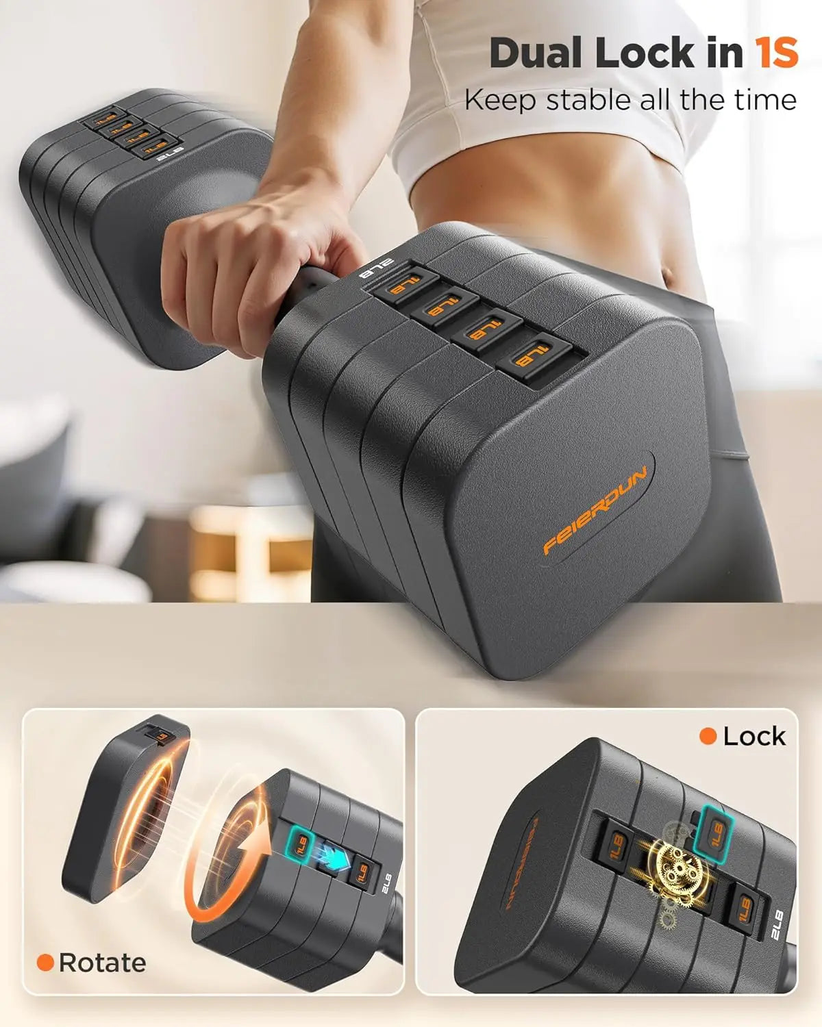 FED Fitness Feierdun 5-In-1 Adjustable Dumbbells Set