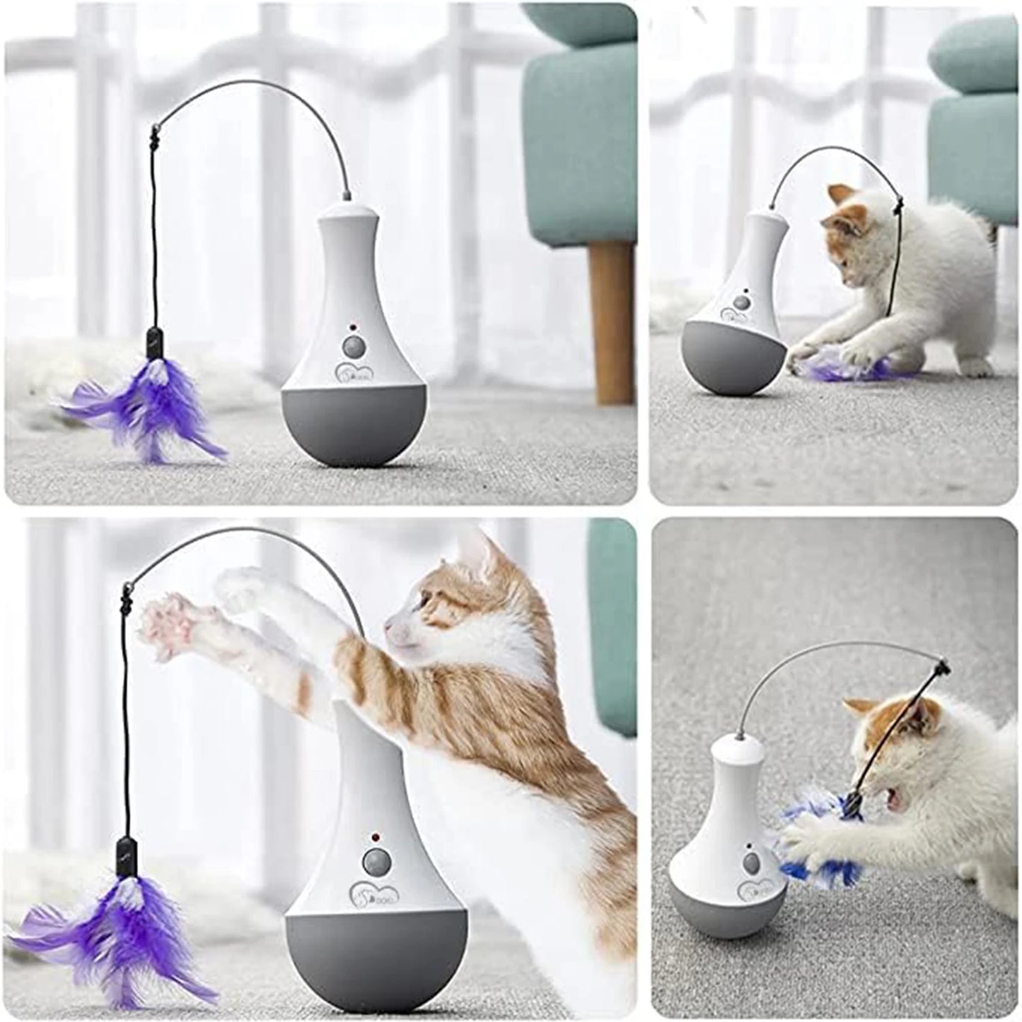 Cat Interactive Feather Toy Teaser for Indoor Play and Exercise