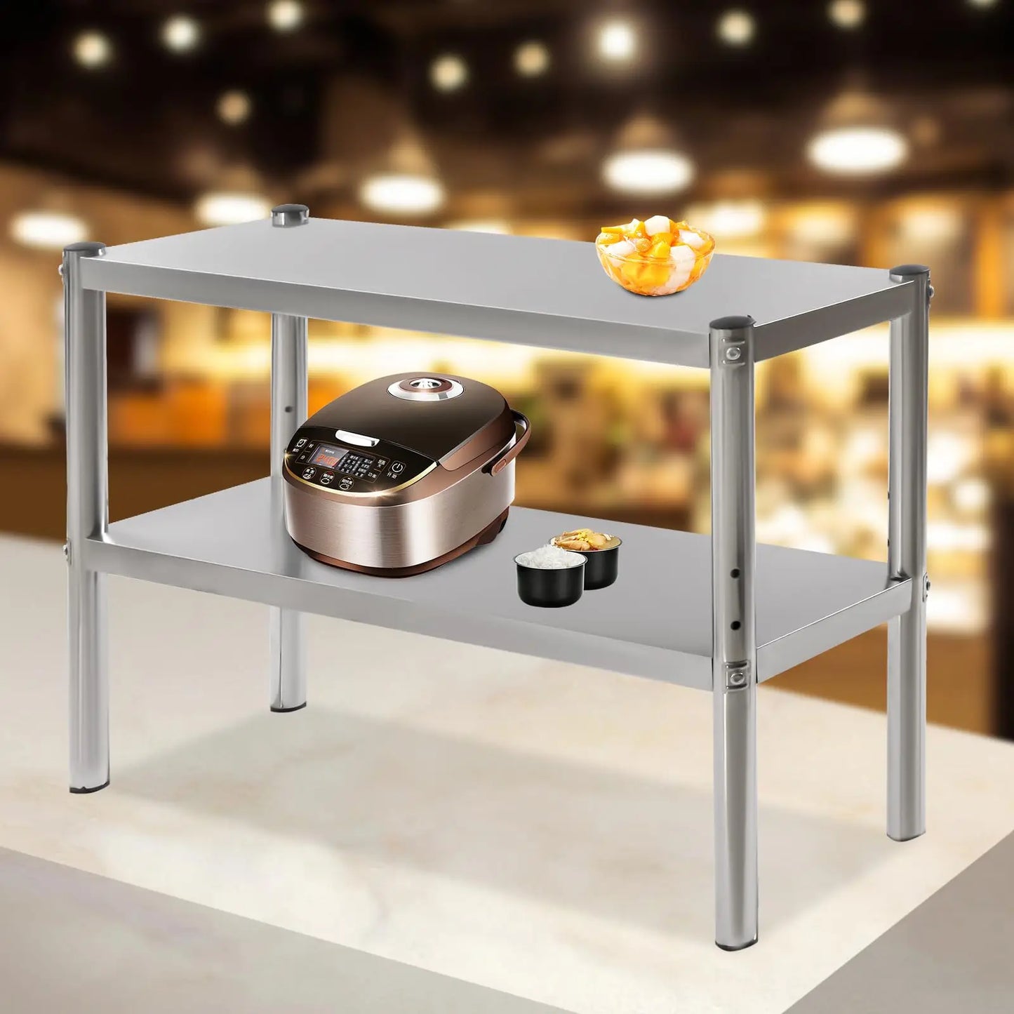 Bymaocar Double Overshelf Stainless Steel 2Tier Prep and Work Shelf