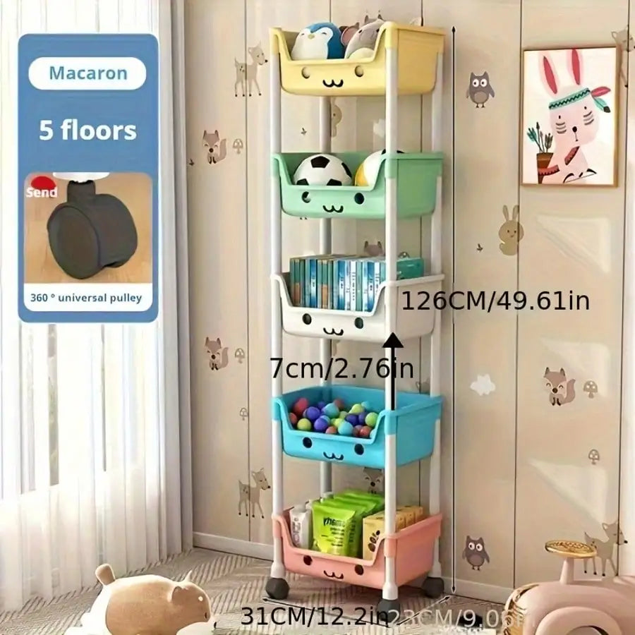 Three To Five Layer Multifunctional Storage Rack On Wheels