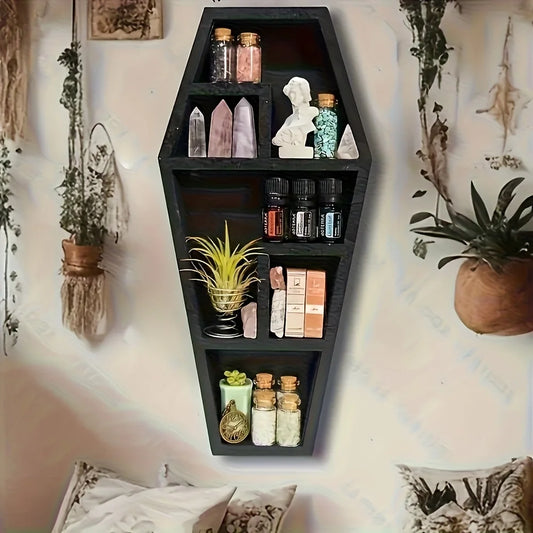 Wooden Coffin Rack Basket For Gothic Display And Gift
