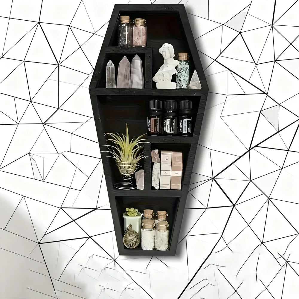 Wooden Coffin Rack Basket For Gothic Display And Gift