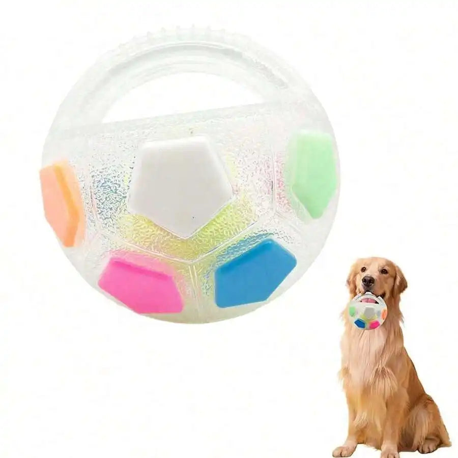 Chew-Tough Soccer Ball Dog Toy for Retrieval Training Squeaky