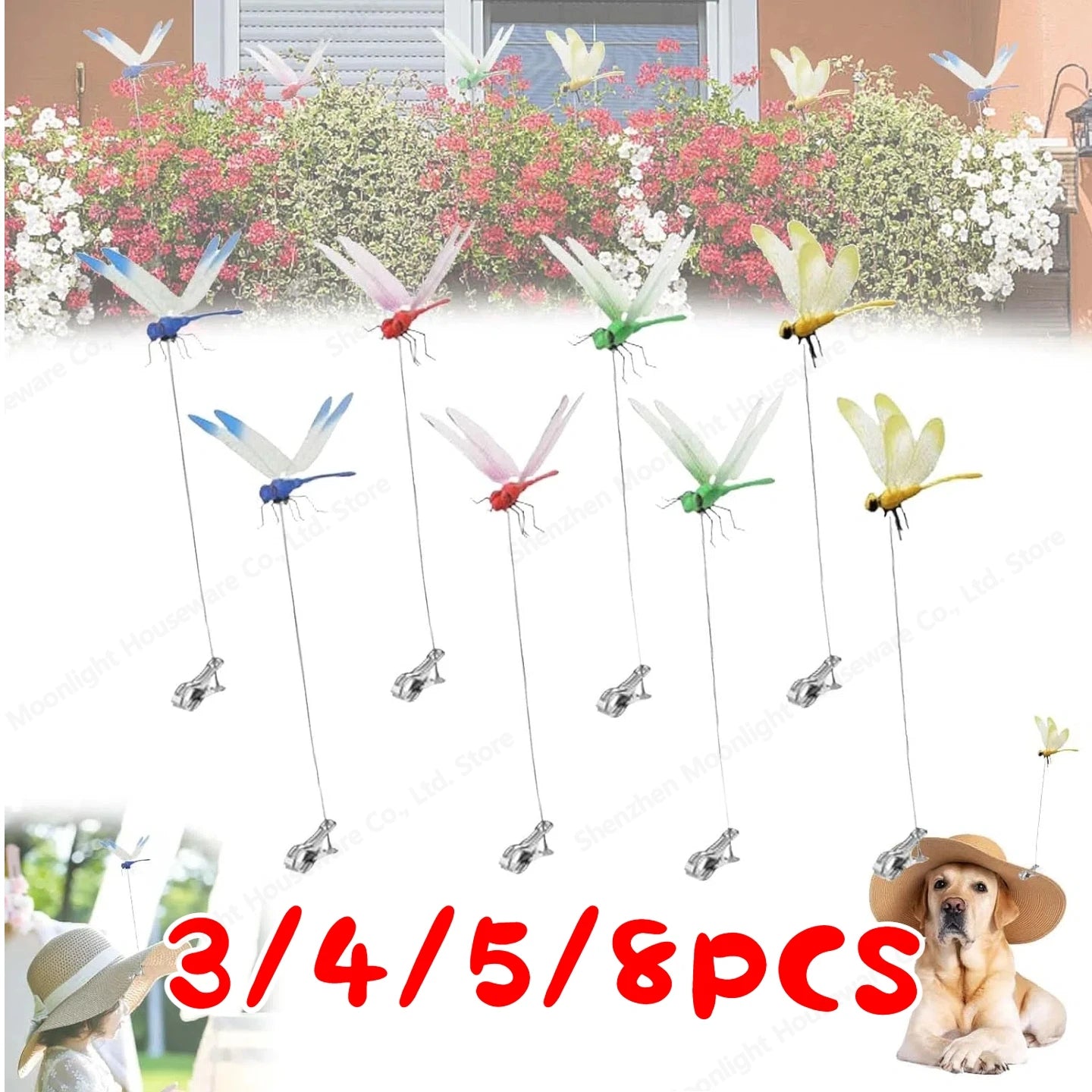 alloet Dragonfly Hat Clip Bug Deterrent Garden Decor