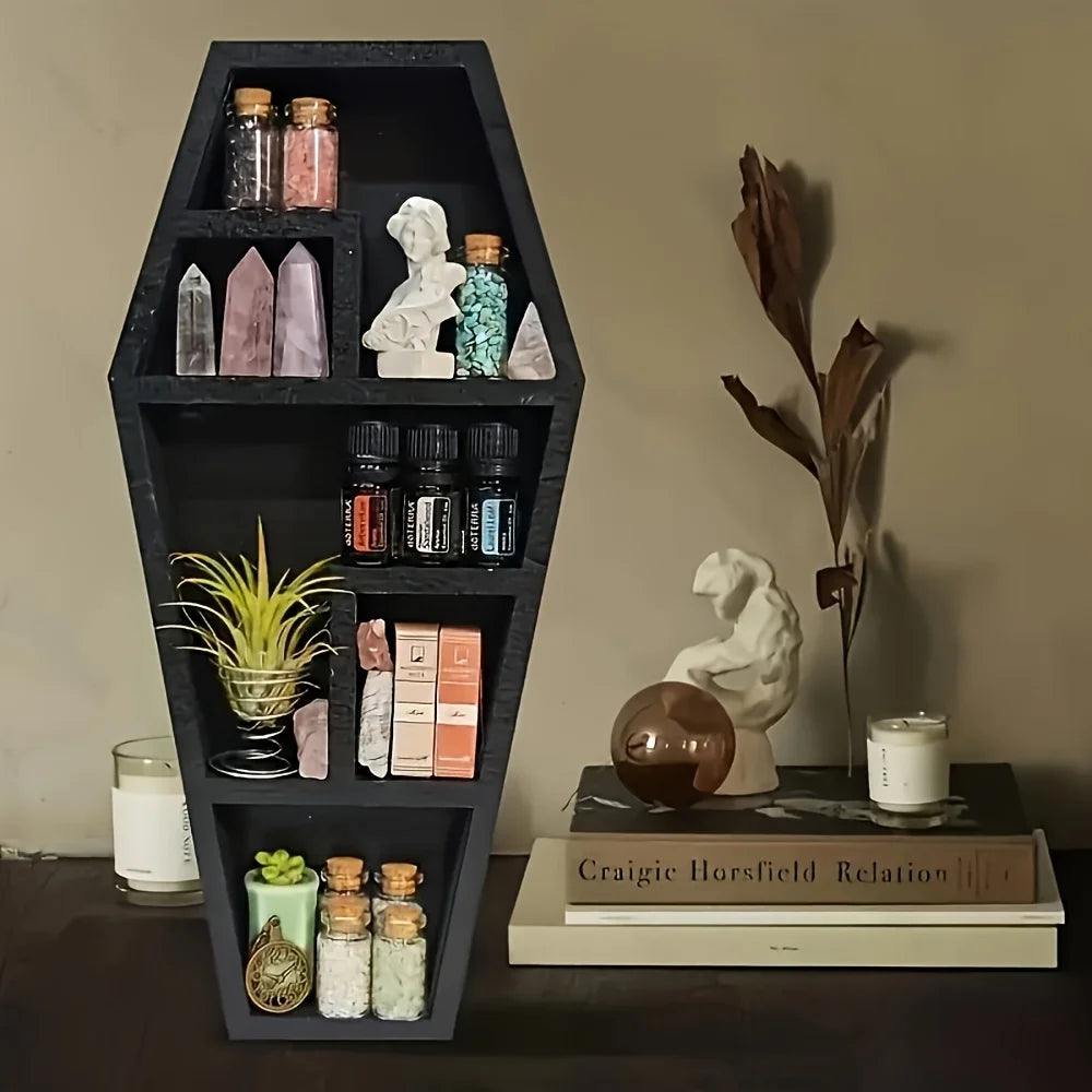 Wooden Coffin Rack Basket For Gothic Display And Gift