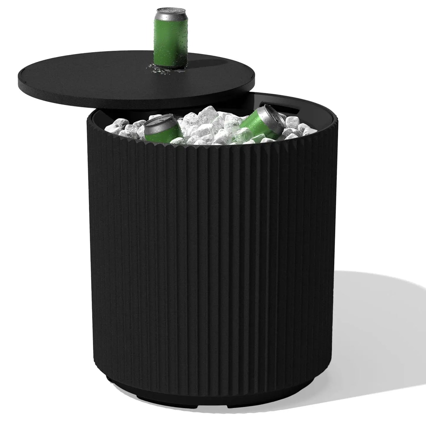 Outdoor Cooler Side Table Stone Plastic Composite Weather Resistant