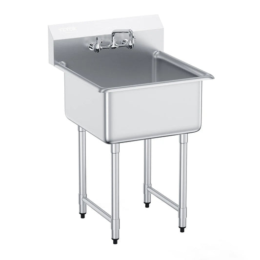 SucceBuy Stainless Steel Kitchen Prep And Utility Sink With Faucet
