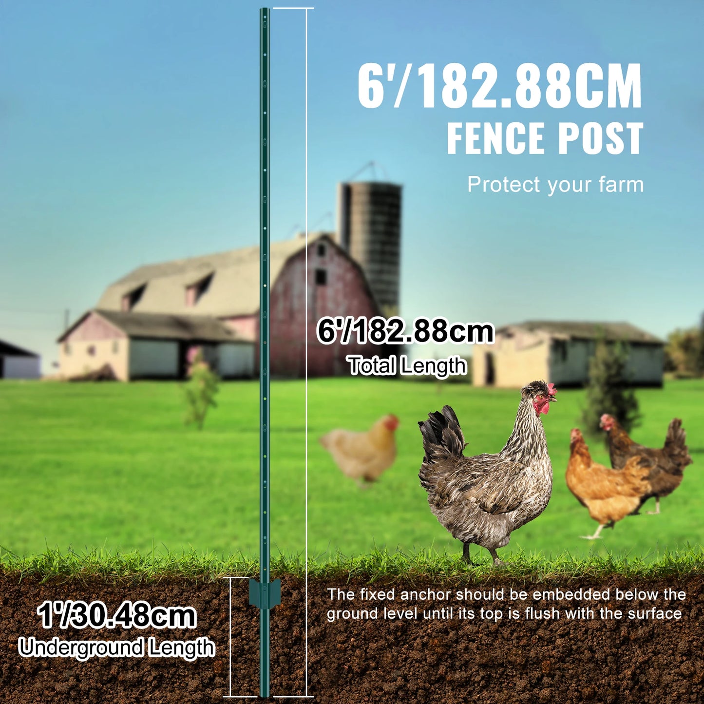 SucceBuy Heavy Duty Fence Post Stakes Carbon Steel For Outdoor Fencing
