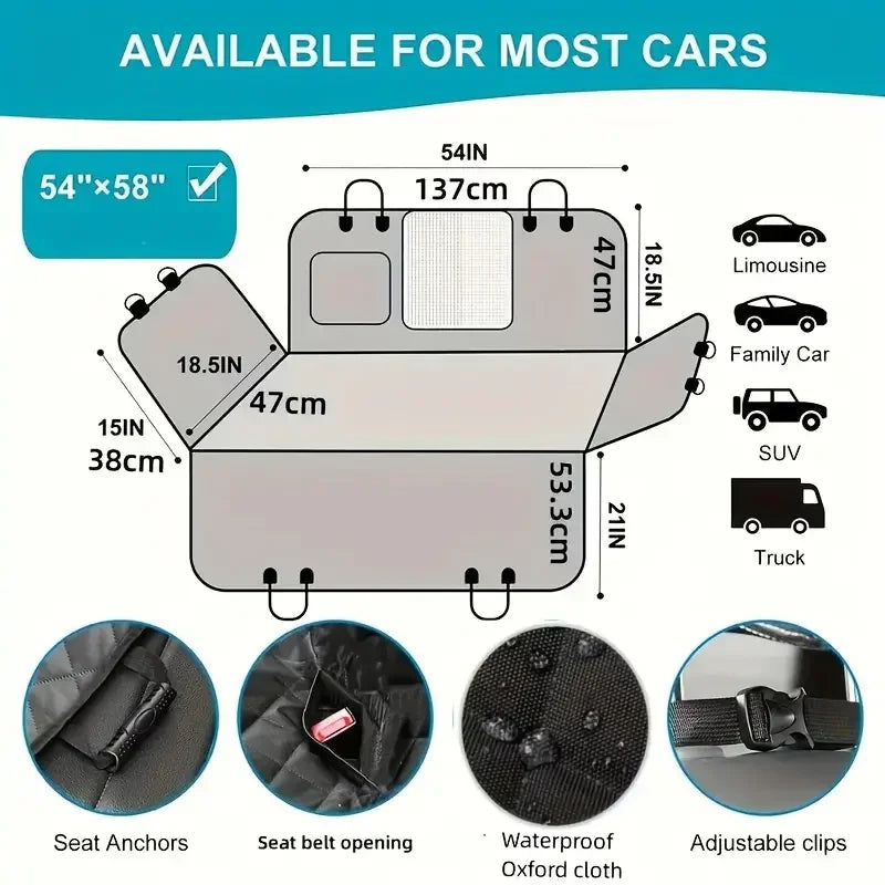 Dog Car Seat Cover Waterproof Hammock Nonslip Durable Shield