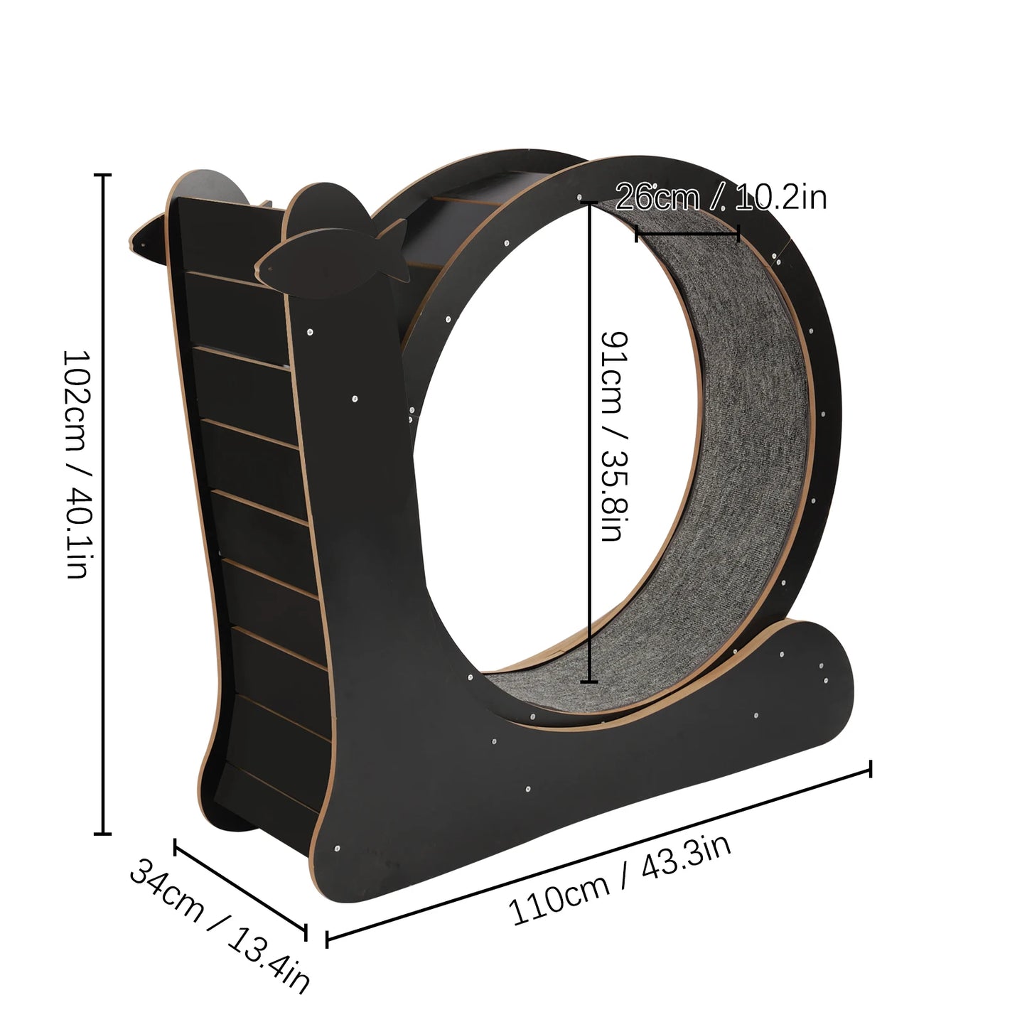 Cat Exercise Wheel Treadmill With Carpeted Runway Toy