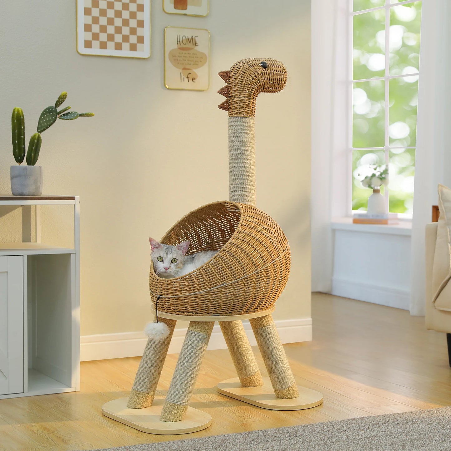 PAWZ Road Dinosaur Cat Tree Tower Indoor Wicker Condo Sisal Scratching Post