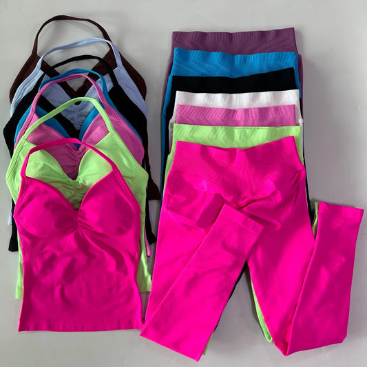 Pericic Seamless Gym Set Women Tank Top And Leggings