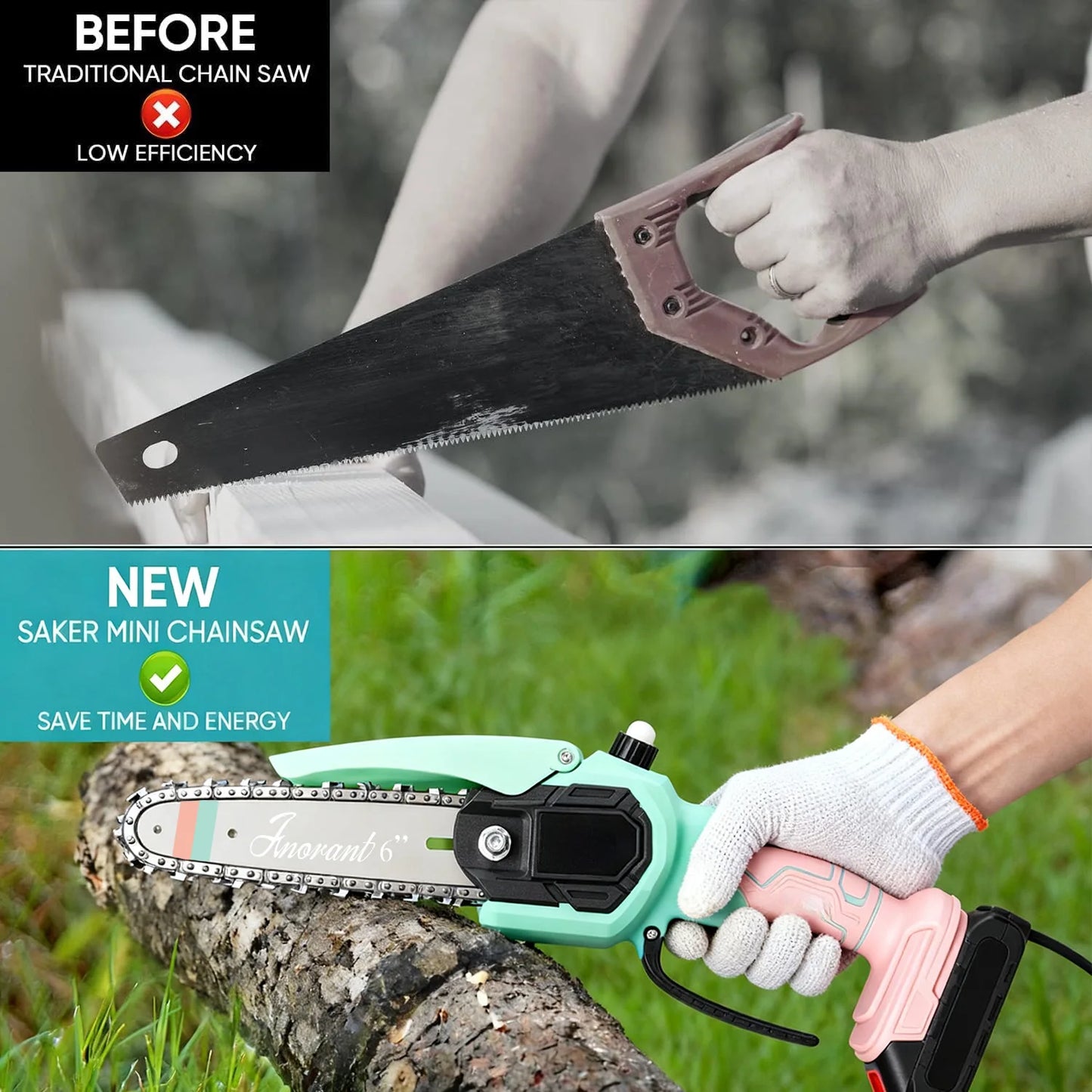 Mini Cordless Chainsaw With Dual Batteries For Portable Tree Cutting