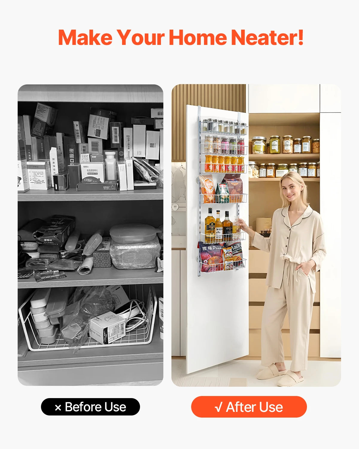 VEVOR Over Door Pantry Organizer Heavy-Duty Steel Shelving