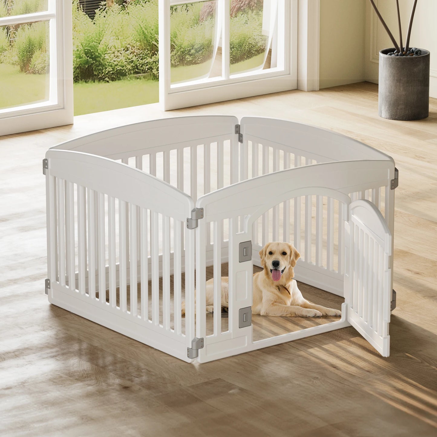 JHK Plastic Dog Playpen Six Panel Indoor Outdoor Portable