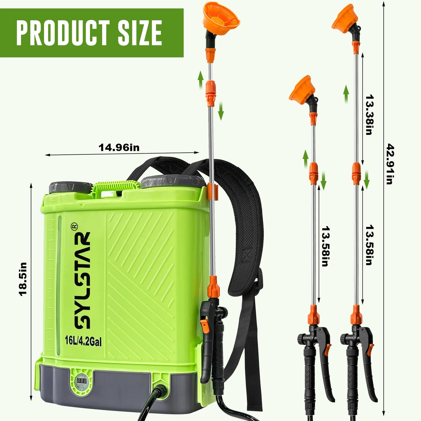 SYLSTAR Battery Powered Backpack Sprayer With 5 Nozzles