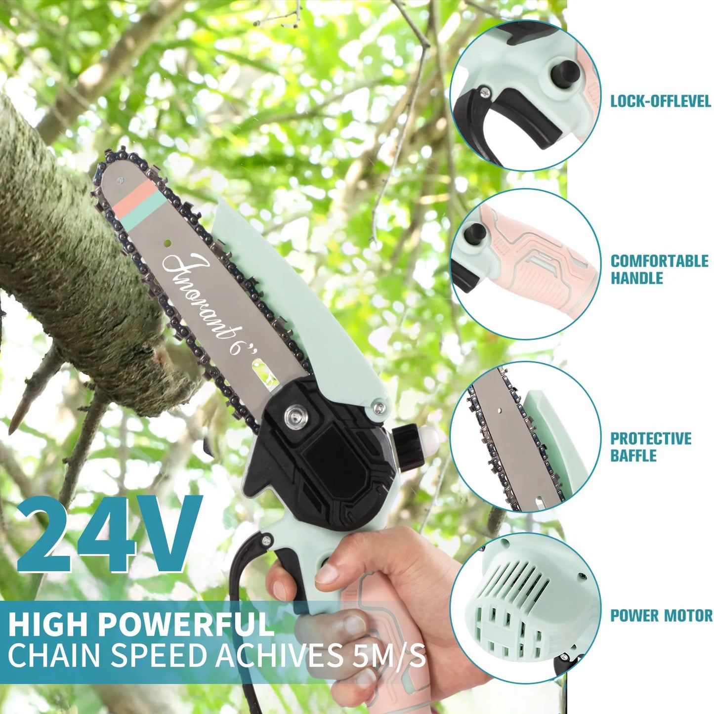 Mini Cordless Chainsaw With Dual Batteries For Portable Tree Cutting