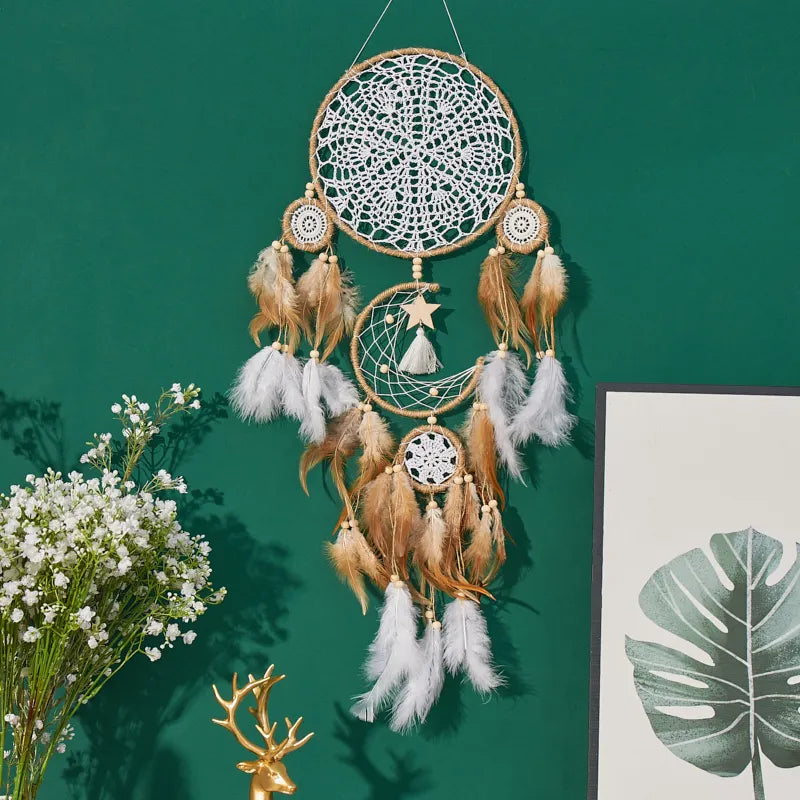 Dream Catcher 5-Piece Moon Dream Chaser Bohemian Wall Decor
