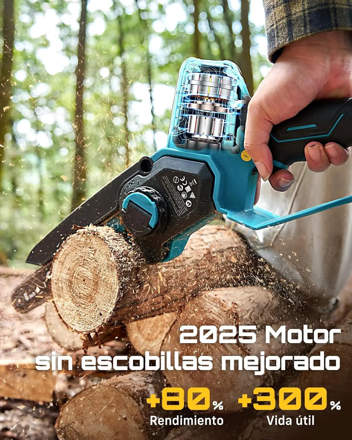 Seesii 1000W Brushless Cordless Chainsaw 18V Battery Compatible