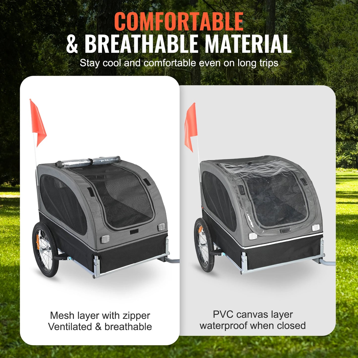 SucceBuy Dog Bike Trailer Carrier With Wheels And Reflectors