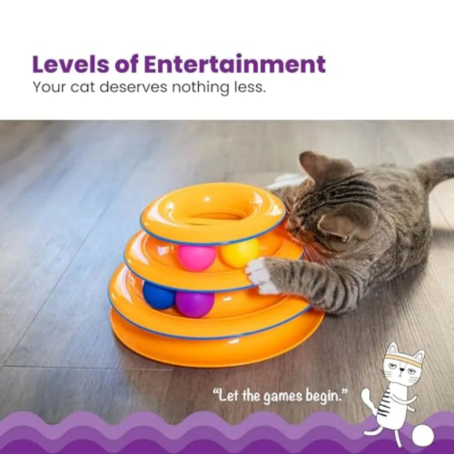Tower Of Tracks Cat Toy Three Level Track Tower Balls