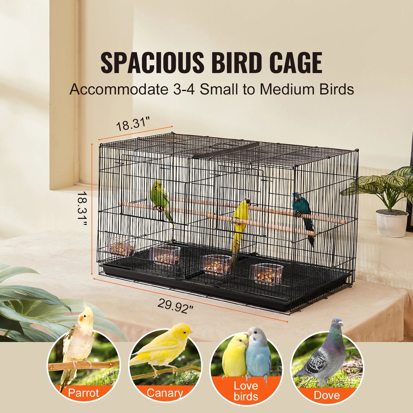 SucceBuy Stackable Divided Bird Cage For Small Birds With Handle