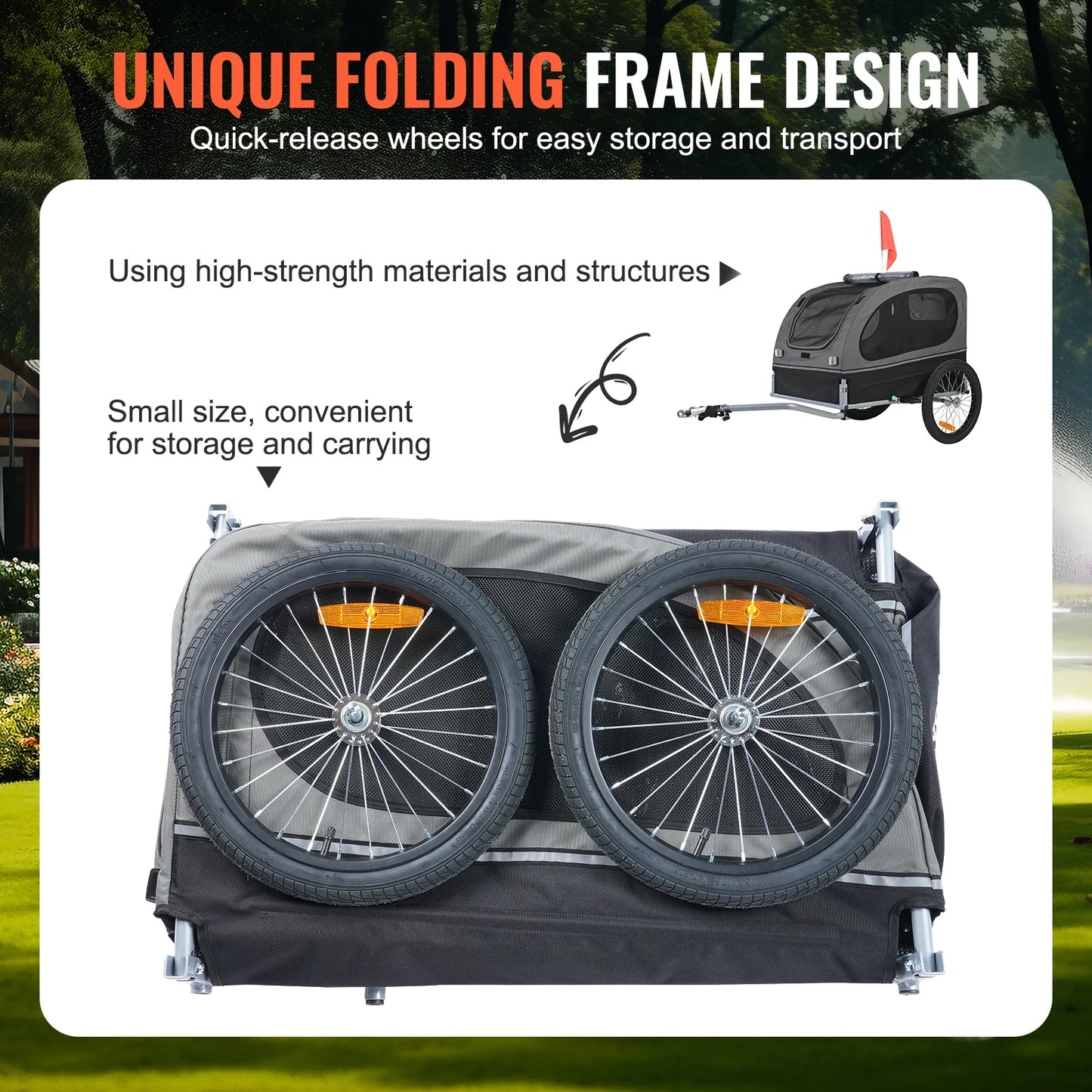 SucceBuy Dog Bike Trailer Carrier With Wheels And Reflectors