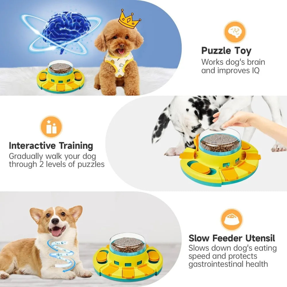 Dog Puzzle Toy Dual Level Slow Feeder Treat Dispenser